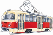 ФМ1-10415 Плакат вырубной А4. Машина трамвай (с уф-лаком) - группа Транспорт